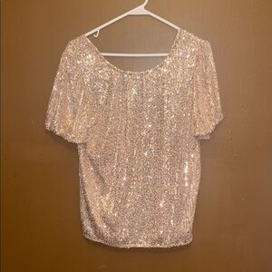 AUW Glittering Sequin Blouse in Rose pink
